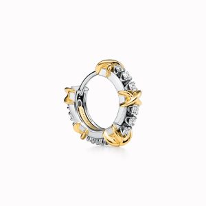 Six Gold Stone Narrow Earrings