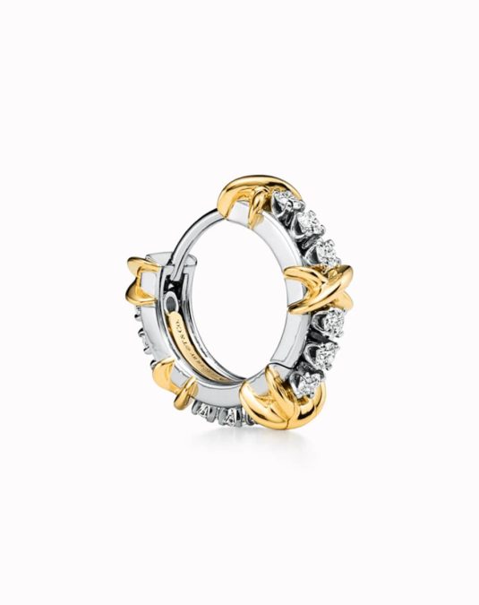 Six Gold Stone Narrow Earrings