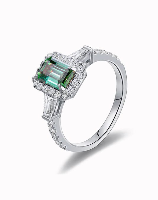 Oval Silver Diamond Engagement Ring