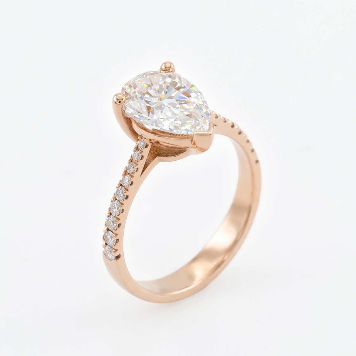 Serenelle Pear 18K Rose Gold Lab Moissanite Ring