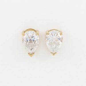 Veloria Pear-Cut Gold Lab Moissanite Stud Earrings