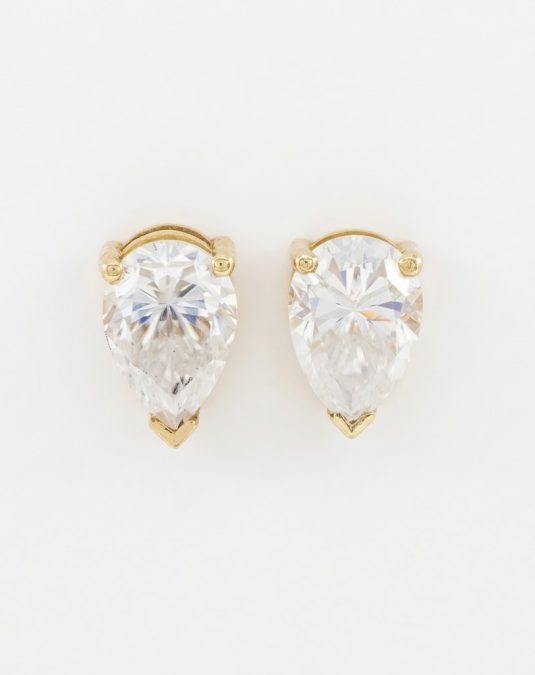 Veloria Pear-Cut Gold Lab Moissanite Stud Earrings