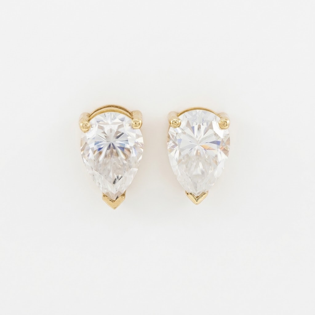 Veloria Pear-Cut Gold Lab Moissanite Stud Earrings