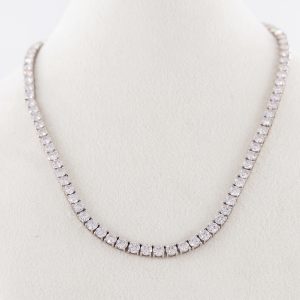 Tennis Necklace – 18K White Gold Lab Moissanite
