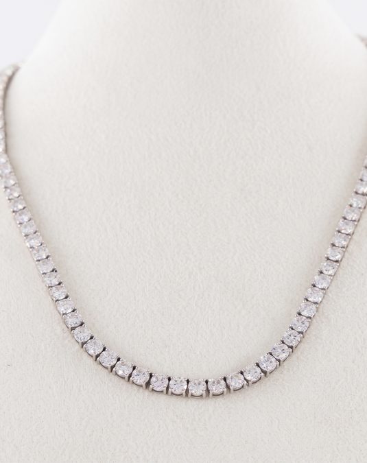 Tennis Necklace – 18K White Gold Lab Moissanite