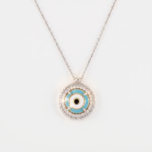 Solenne Azure Eye White Gold Lab Moissanite Necklace