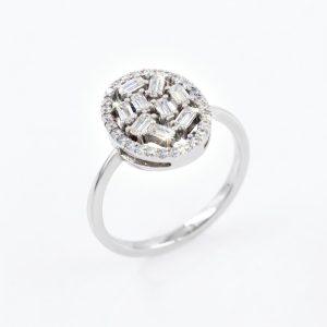 Ardena Emerald Cluster White Gold Lab Moissanite Ring