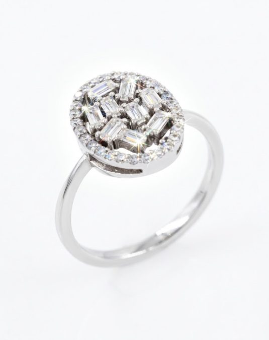 Ardena Emerald Cluster White Gold Lab Moissanite Ring