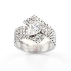 Celestine Pear Pave 18K White Gold Lab Moissanite Ring