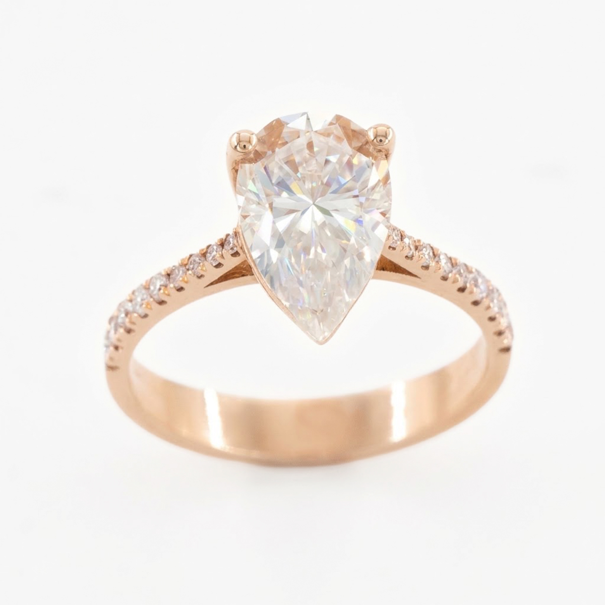 Serenelle Pear 18K Rose Gold Lab Moissanite Ring - Image 2