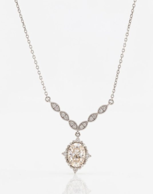 Lorienne Oval White Gold Lab Moissanite Jewelry Set