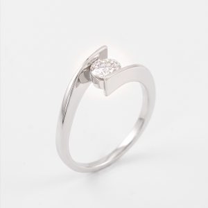 Aveline Orbit White Gold Lab Moissanite Ring