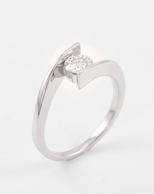 Aveline Orbit White Gold Lab Moissanite Ring