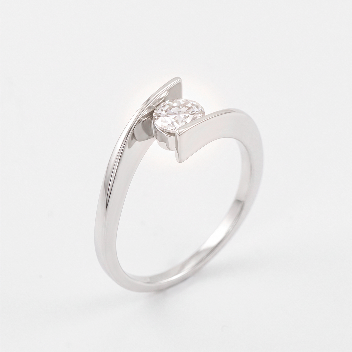 Aveline Orbit White Gold Lab Moissanite Ring