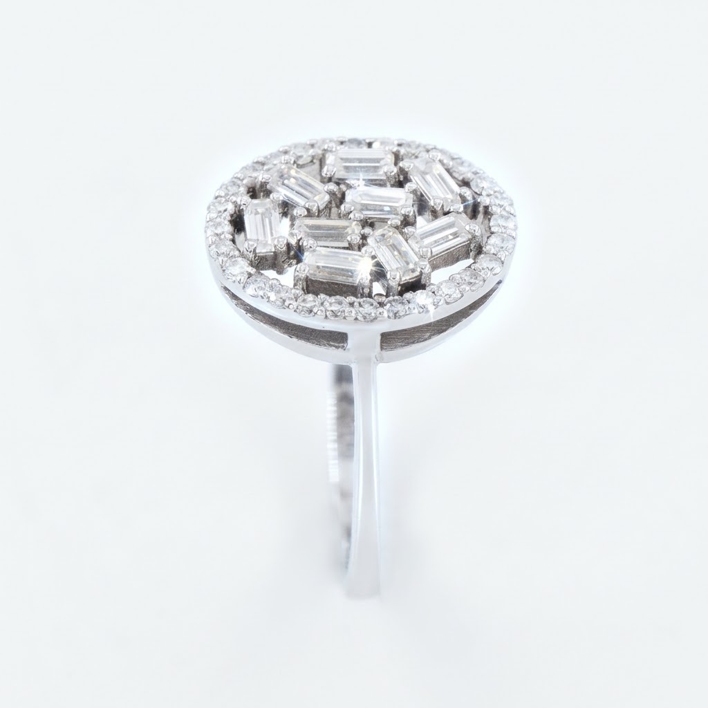 Ardena Emerald Cluster White Gold Lab Moissanite Ring - Image 2