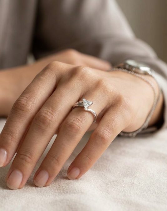 Novelle Trillion-Cut White Gold Lab Moissanite Ring