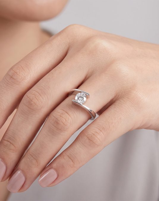 Aveline Orbit White Gold Lab Moissanite Ring