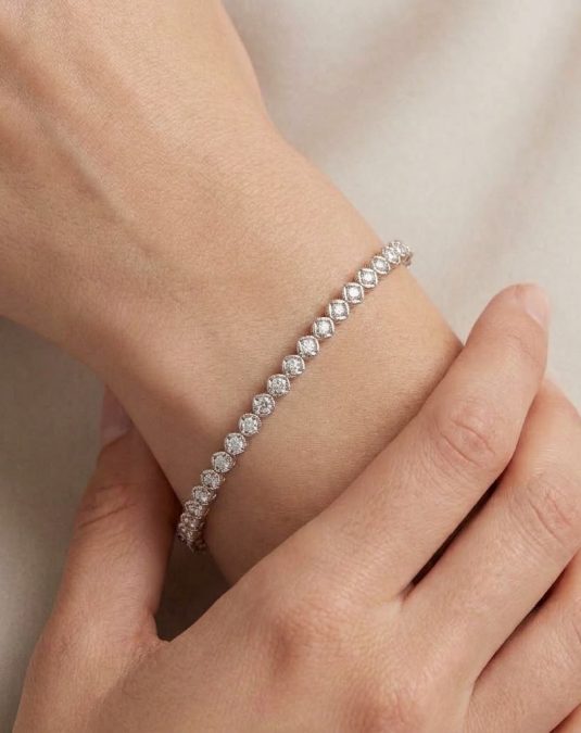 Tennis Bracelet 18K White Gold Lab Moissanite