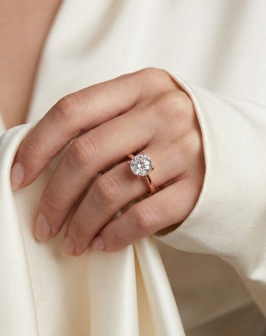 Elowen Solitaire 18K Rose Gold Lab Moissanite Ring