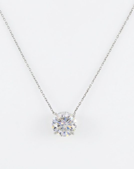 Nerissa Solitaire 18K White Gold Lab Moissanite Necklace