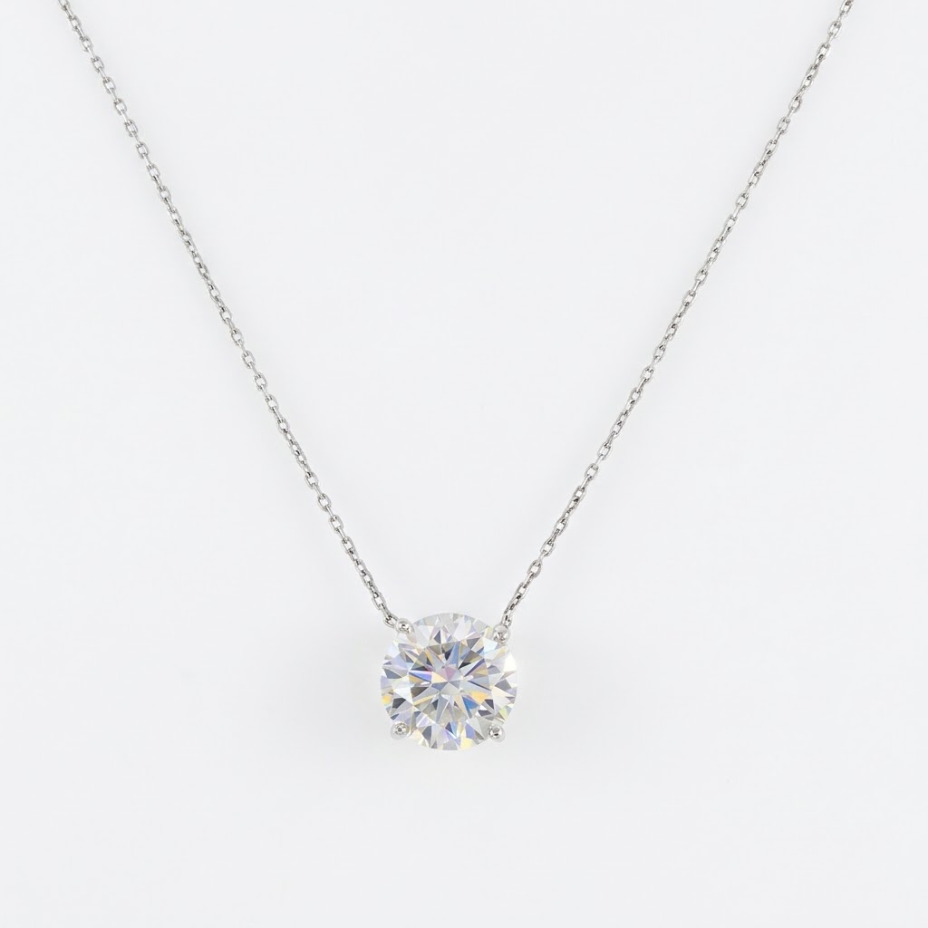 Nerissa Solitaire 18K White Gold Lab Moissanite Necklace