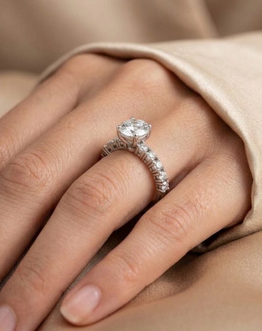 Aureline Crown 18K White Gold Lab Moissanite Ring