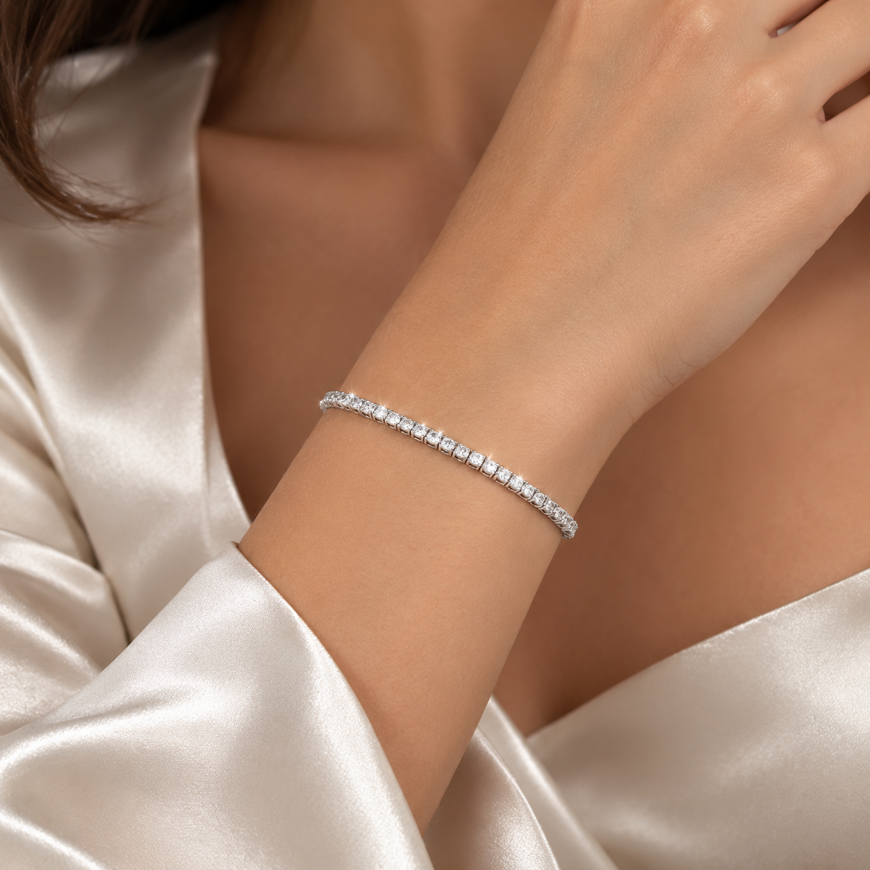 Tennis Bracelet – 18K White Gold Lab Moissanite - Image 1