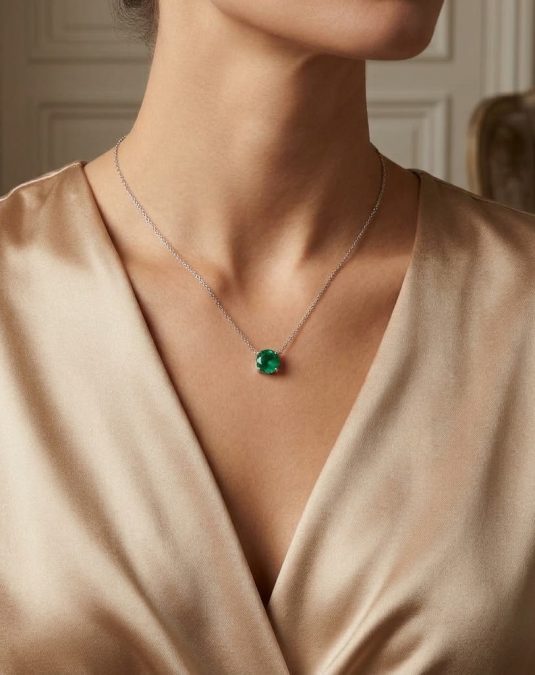 Veridia Solitaire 18K White Gold Lab Moissanite Necklace