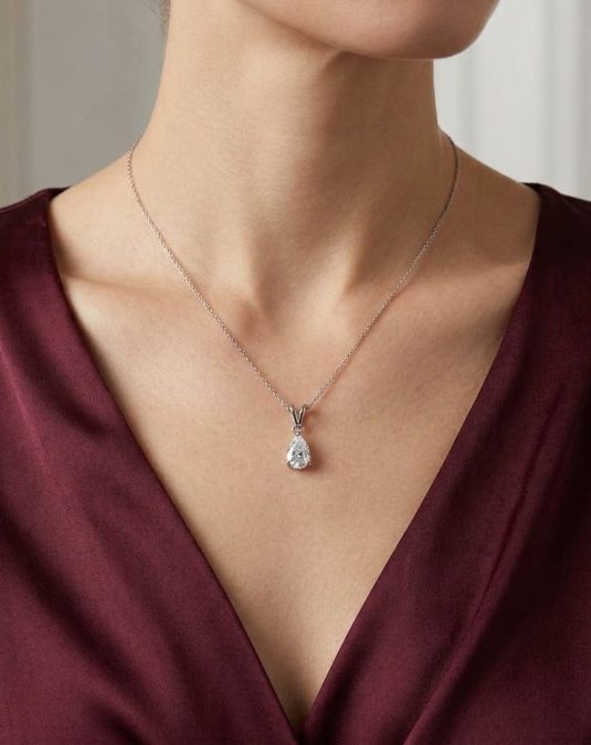 Calista Pear 18K White Gold Lab-Grown Diamond Necklace