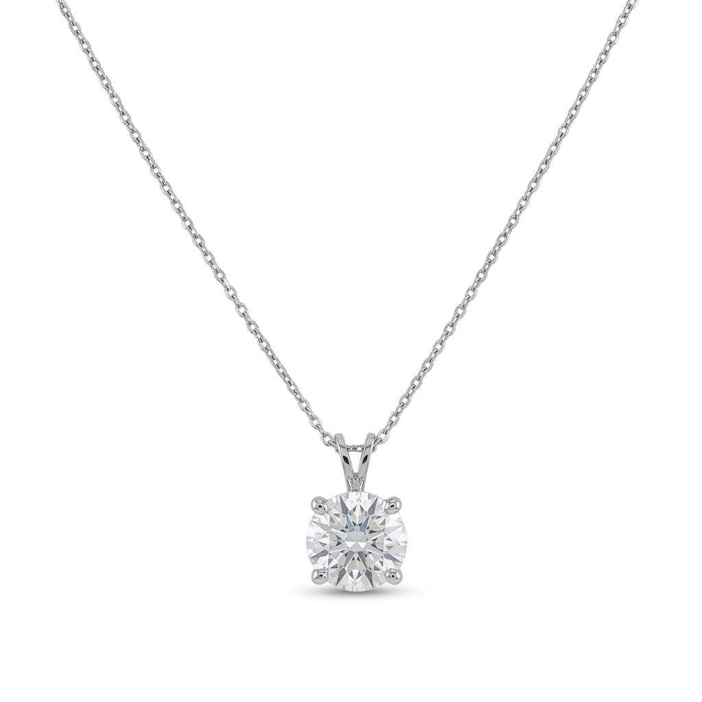 Evelisse Solitaire 18K White Gold Lab-Grown Diamond Necklace