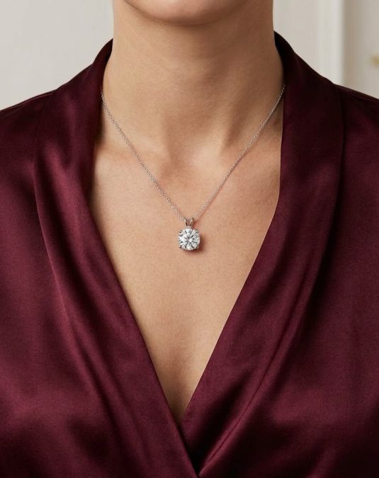 Evelisse Solitaire 18K White Gold Lab-Grown Diamond Necklace