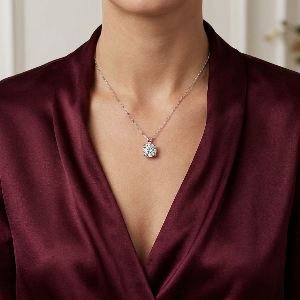 Evelisse Solitaire 18K White Gold Lab-Grown Diamond Necklace - Image 1