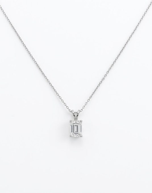 Arielle Emerald-Cut 18K White Gold Lab-Grown Diamond Necklace