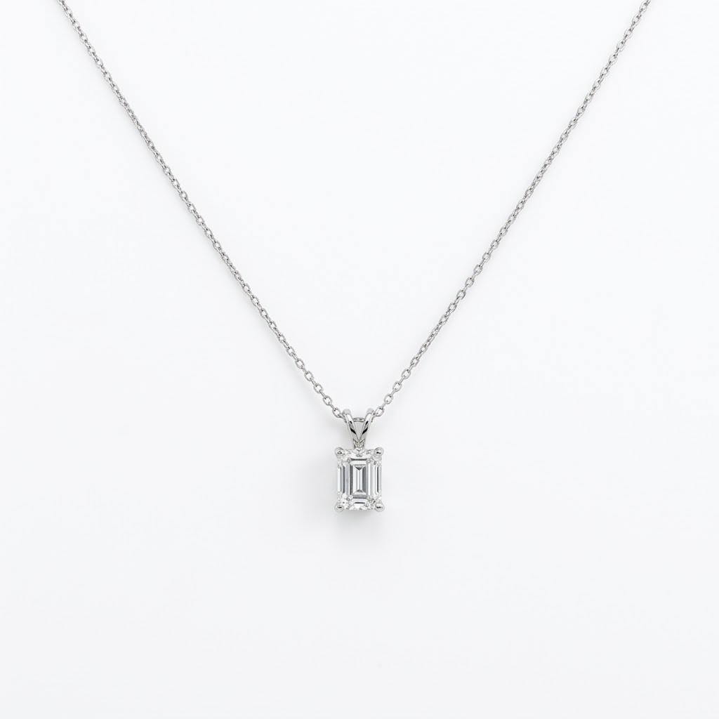 Arielle Emerald-Cut 18K White Gold Lab-Grown Diamond Necklace