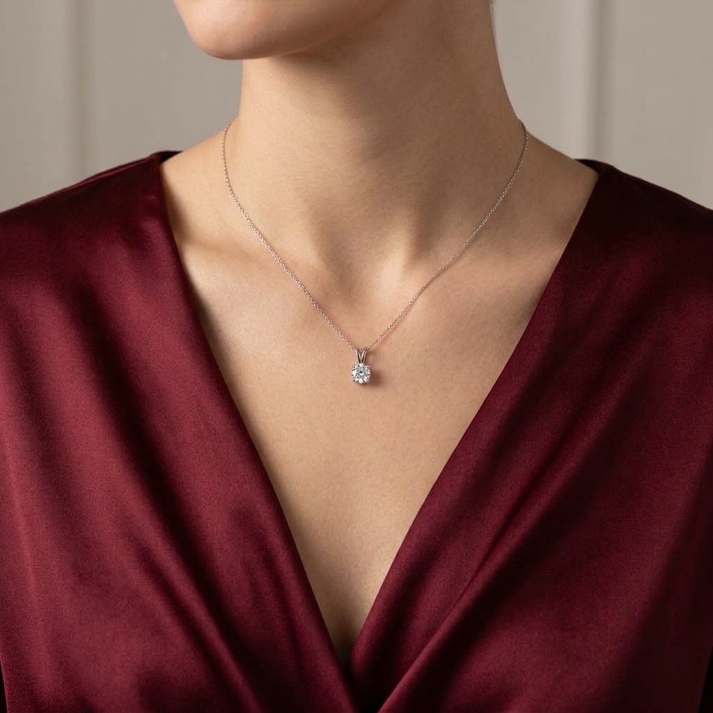 Lumera Solitaire 18K White Gold Lab-Grown Diamond Necklace - Image 1
