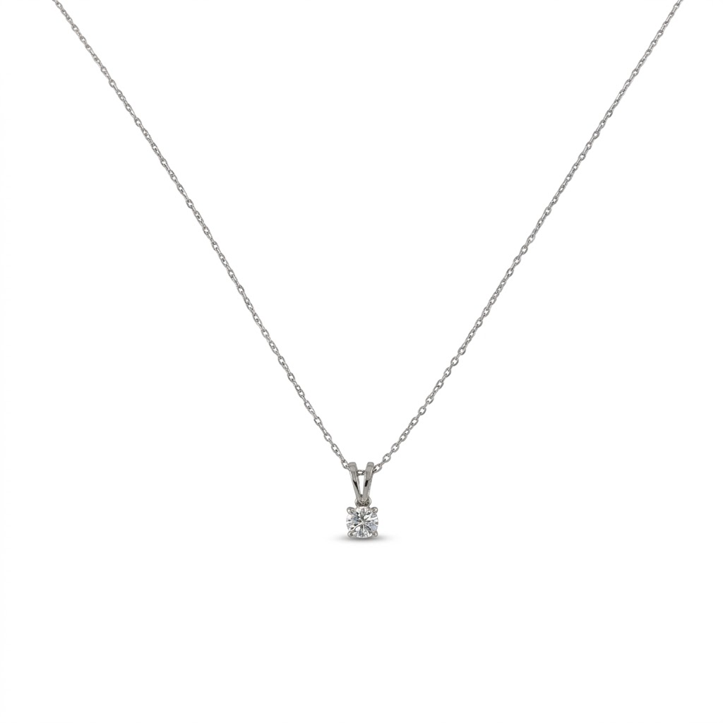 Alessia Solitaire 18K White Gold Lab-Grown Diamond Necklace