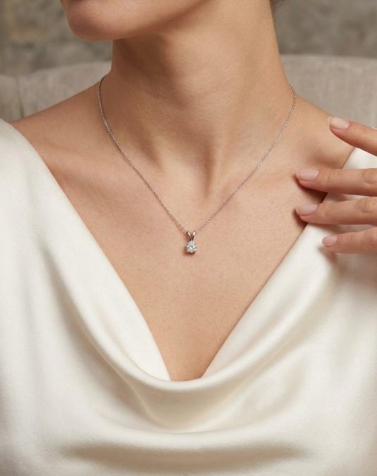 Alessia Solitaire 18K White Gold Lab-Grown Diamond Necklace
