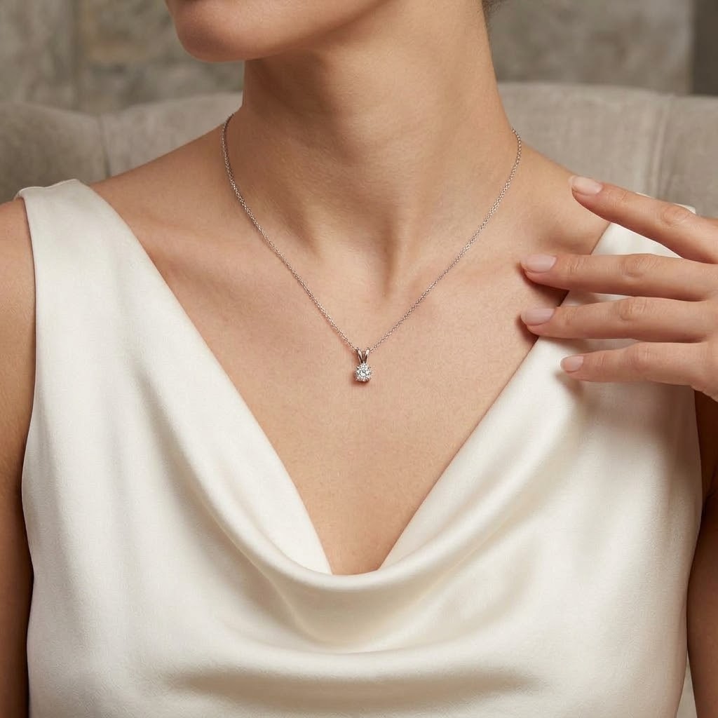 Alessia Solitaire 18K White Gold Lab-Grown Diamond Necklace - Image 1