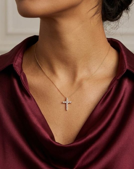 Noelle Cross 18K Yellow Gold Lab-Grown Diamond Necklace
