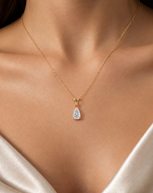Roselle Pear 18K Rose Gold Lab-Grown Diamond Necklace