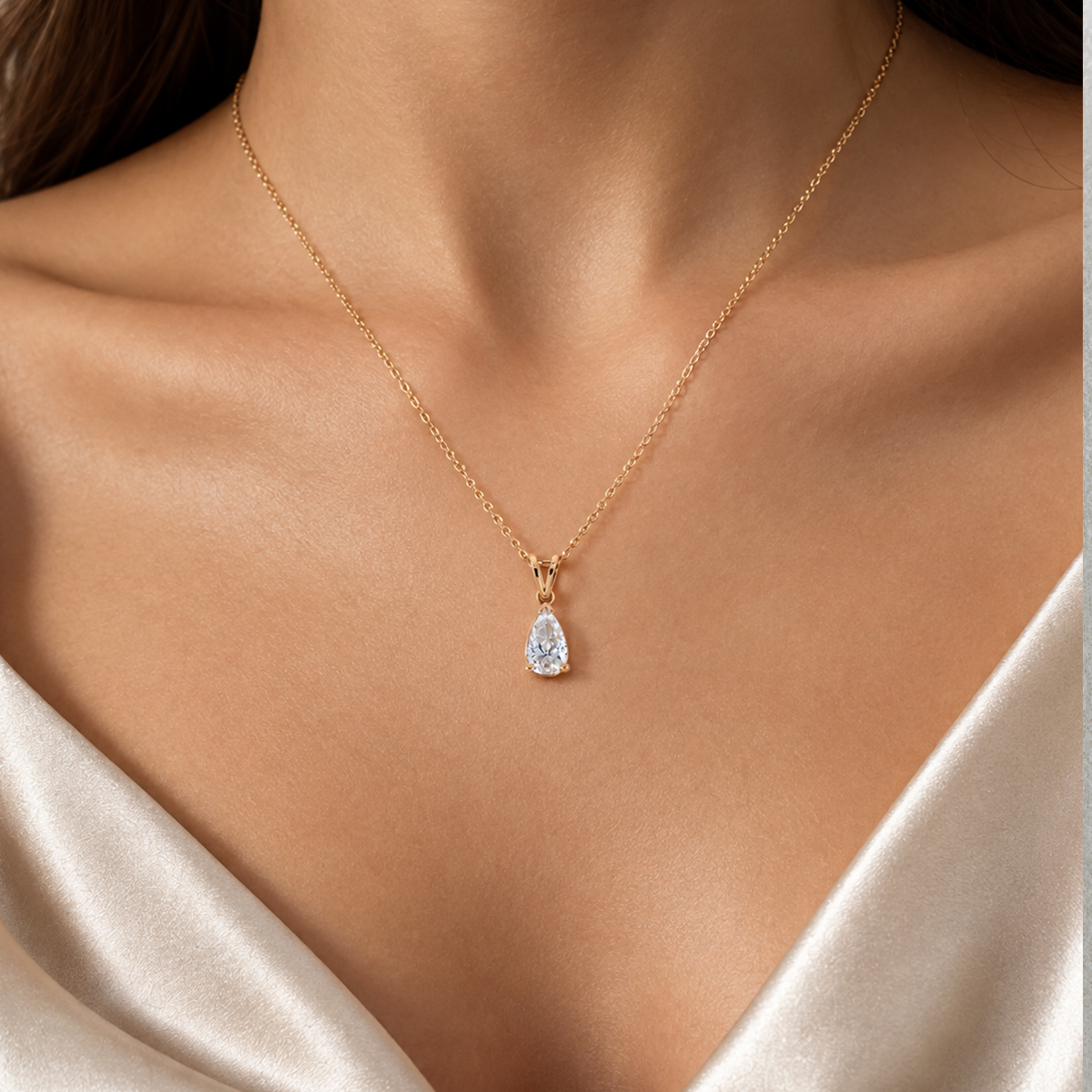 Roselle Pear 18K Rose Gold Lab-Grown Diamond Necklace - Image 1