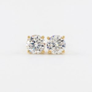 Bellisse Round-Cut Gold Lab Moissanite Stud Earrings