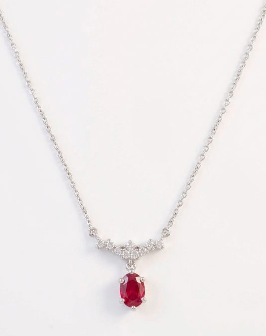 Rubelle Oval White Gold Lab Ruby & Lab-Grown Diamond Jewelry Set