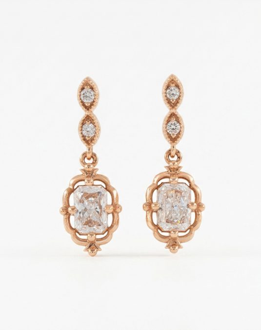 Rosavelle Radiant Rose Gold Lab-Grown Diamond Jewelry Set
