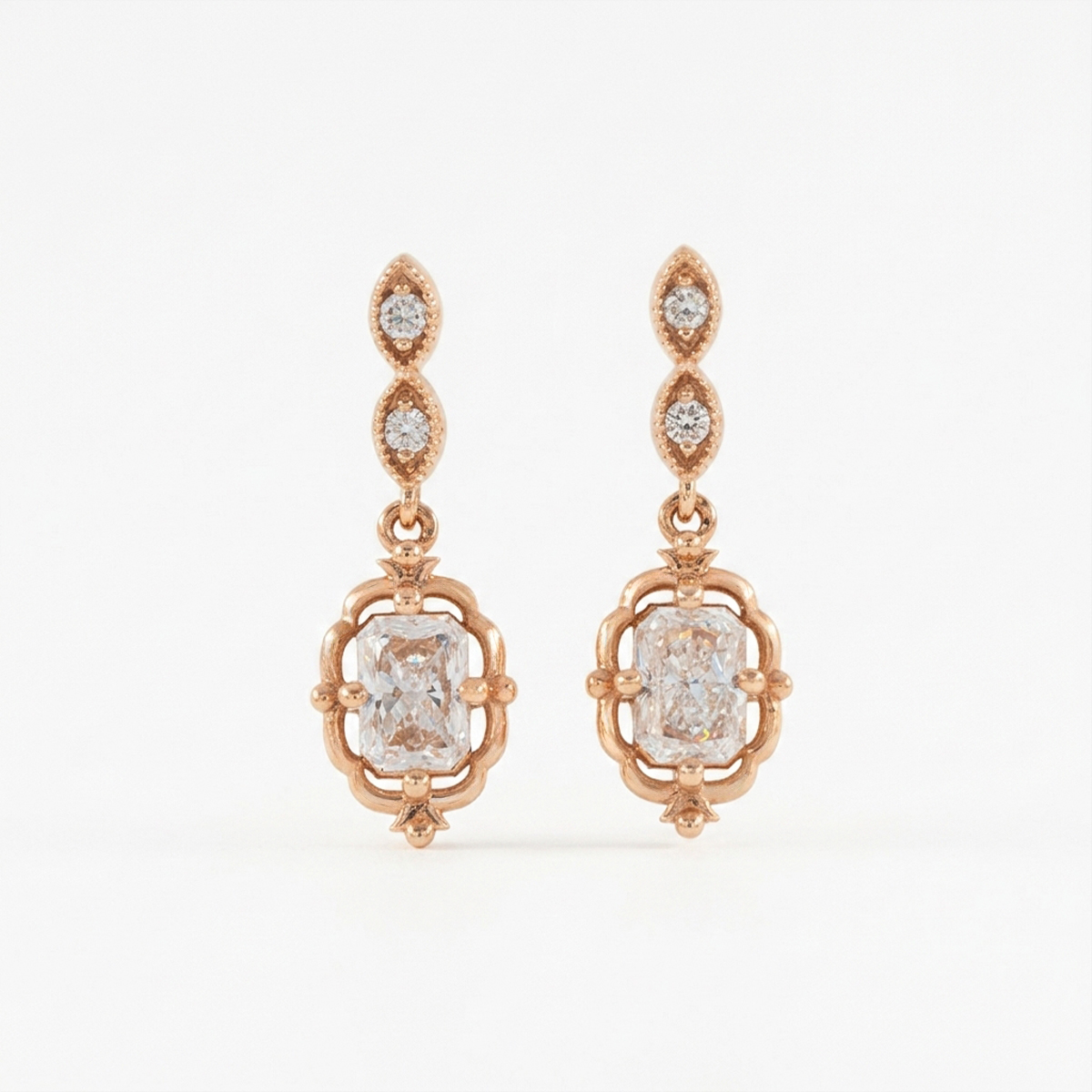 Rosavelle Radiant Rose Gold Lab-Grown Diamond Jewelry Set - Image 1