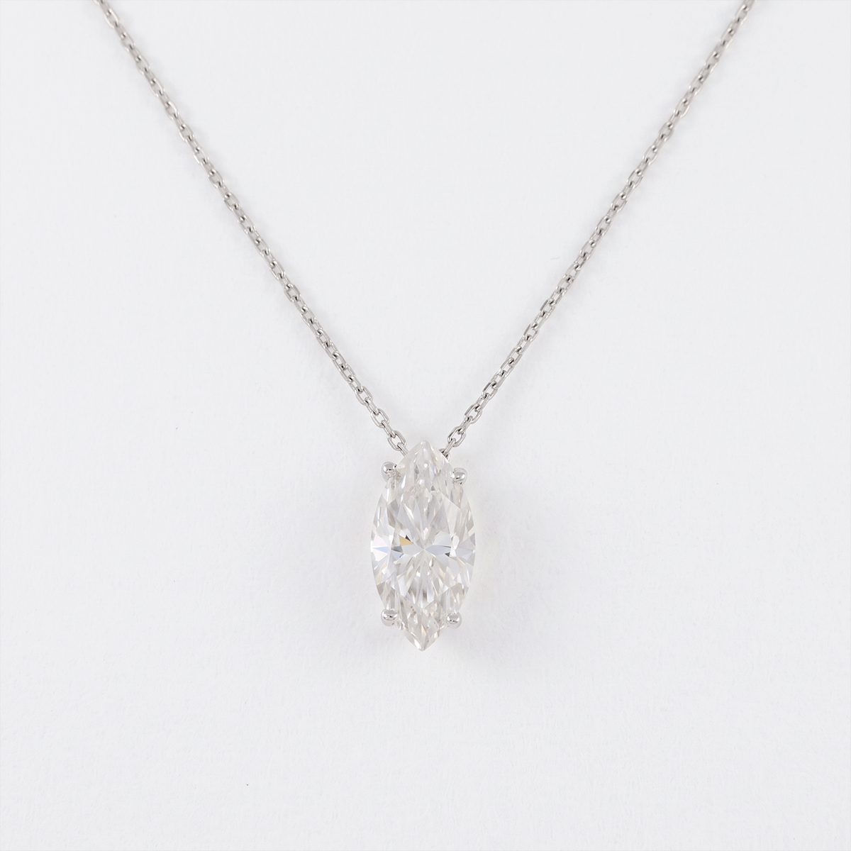 Valerine Marquise White Gold Lab Moissanite Necklace