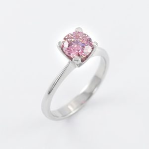 Roselle Pink Solitaire White Gold Lab Moissanite Ring