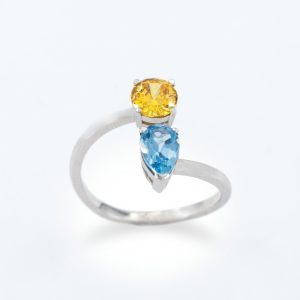 Solara Duo 18K White Gold Two-Stone Lab Moissanite Ring