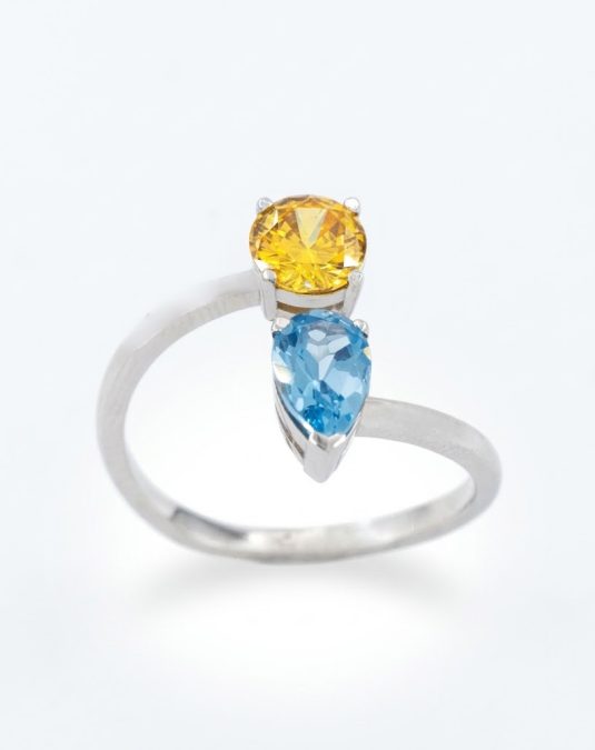 Solara Duo 18K White Gold Two-Stone Lab Moissanite Ring