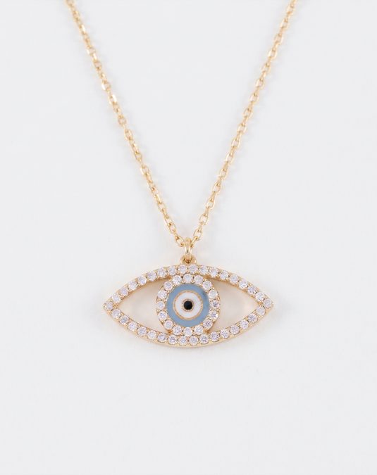 Azzura Eye Yellow Gold Lab Moissanite Necklace